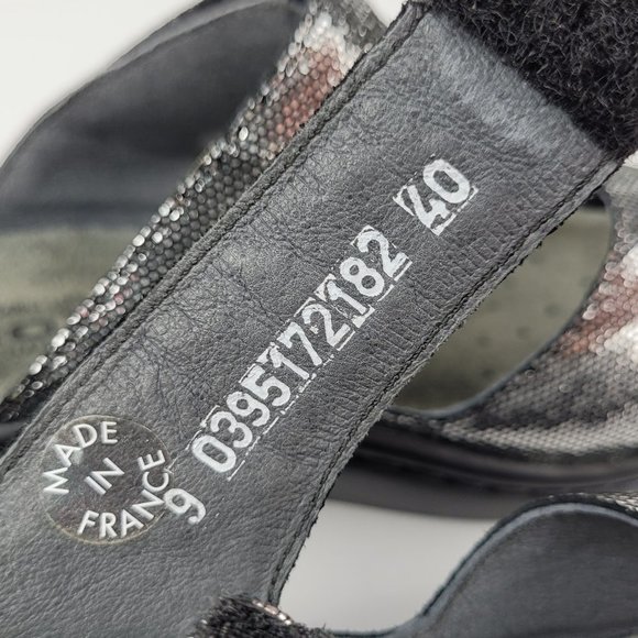 Mephisto Mobils Paula Metallic Silver Two Strap Wedge Sandal EU 40/US 10 - Picture 7 of 8